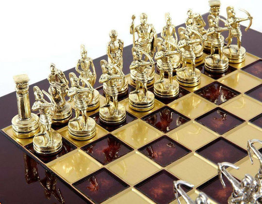 Manopoulos Archers Handmade Chess Metal with Pawns 28x28cm