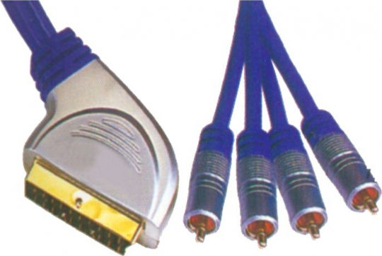 X-treme Cable Scart male - Composite male 1.5m Blue CR-634/1.5M
