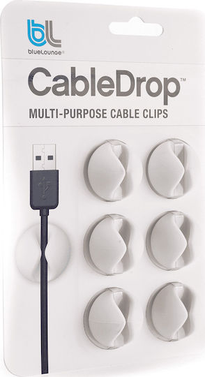 Bluelounge CableDrop Clips Οργάνωσης Καλωδίων 6τμχ Λευκό