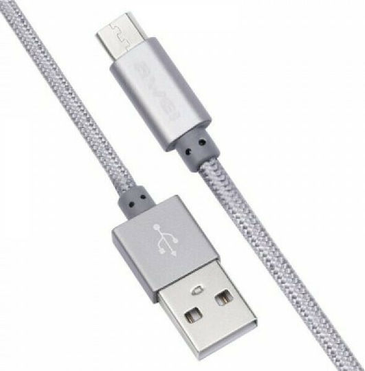 Awei Braided USB 2.0 to micro USB Cable Γκρι 0.3m (CL-10)