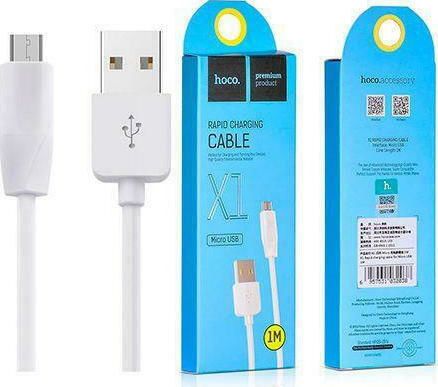 Hoco Regular USB 2.0 to micro USB Cable Λευκό 1m (X1)