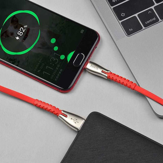 Hoco Braided USB 2.0 to micro USB Cable Κόκκινο 1.2m (U58 Core)