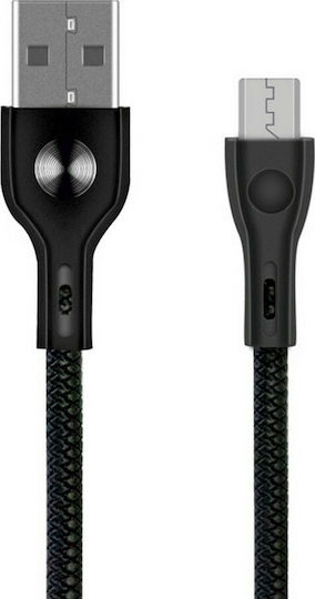 Powertech Braided USB 2.0 to micro USB Cable Μαύρο 1m (PTR-0004)
