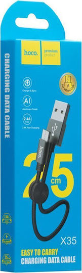 Hoco X35 Braided USB 2.0 spre micro USB Cablu Negru 0.25m 1buc