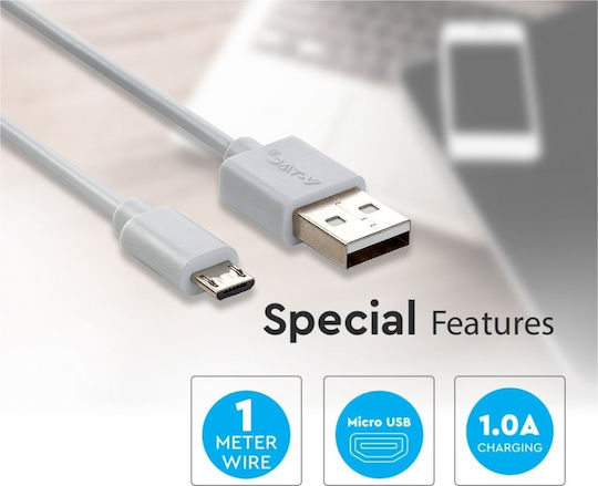 V-TAC Pearl Regulat USB 2.0 spre micro USB Cablu Alb 1m (8480) 1buc