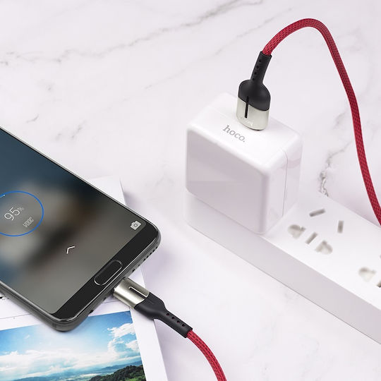 Hoco U68 Gusto Плетена USB 2.0 до микро USB кабел Червен 1.2м (HC-U68MR) 1бр