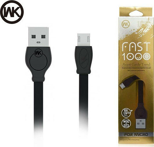 WK Flach USB 2.0 auf Micro-USB-Kabel Schwarz 1m (250248) 1Stück