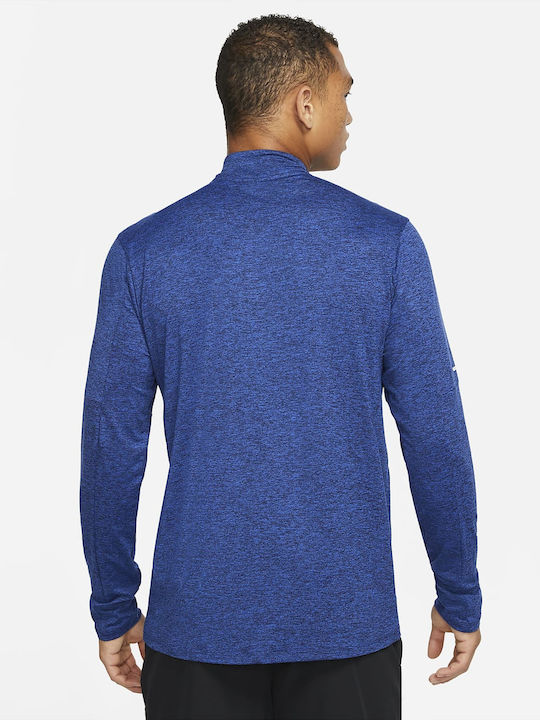Nike Element Bluza Sportivă pentru Bărbați cu Mânecă Lungă Dri-Fit Decolteu cu fermoar Obsidian / Game Royal