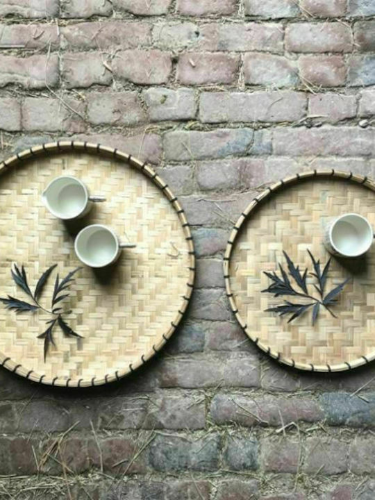 Synchronia Round Tray Wooden In Beige Colour 60x60cm 1pcs