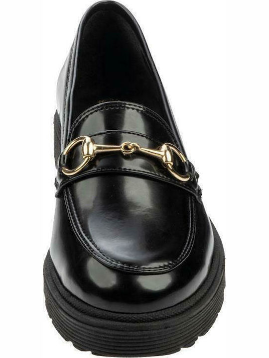S Patent Leather Women's Moccasins in Black Color