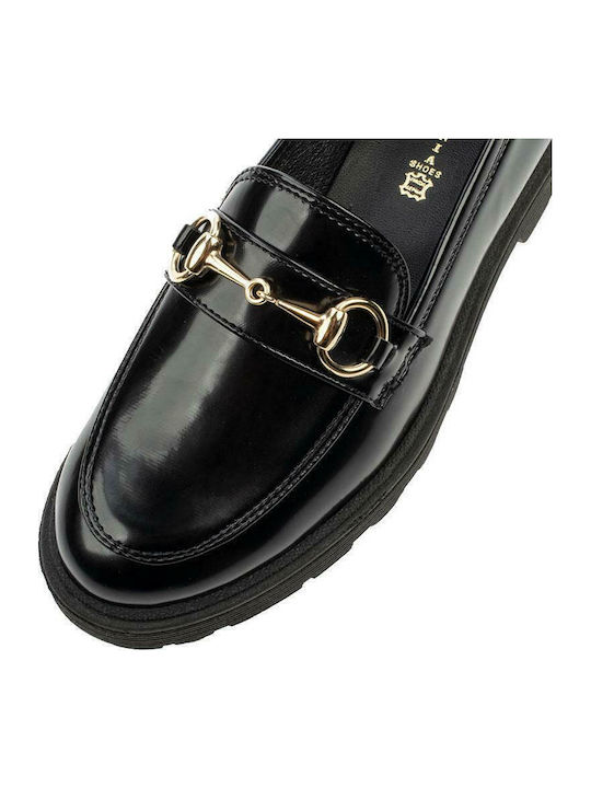 S Patent Leather Women's Moccasins in Black Color