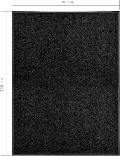 vidaXL Fußmatte Teppich mit rutschfester Unterlage Black 90x120cm