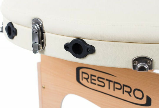 Rest Pro Classic Oval 2 Wooden Portable/Folding Beige Massage and Physiotherapy Bed 192x70cm