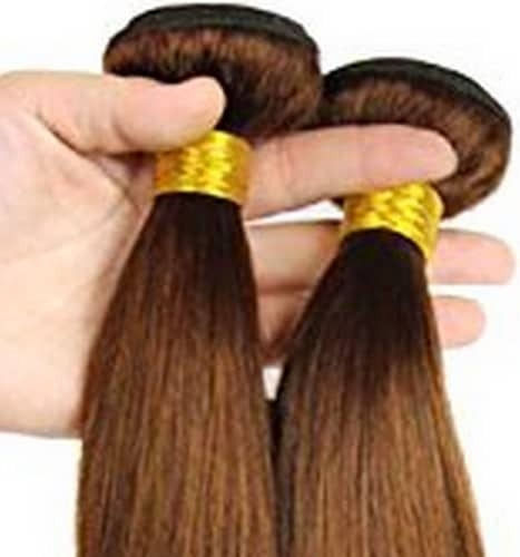 Bioshev Professional Haarteile mit Clip mit Echthaar in Kastanie Farbe 50cm 4.0