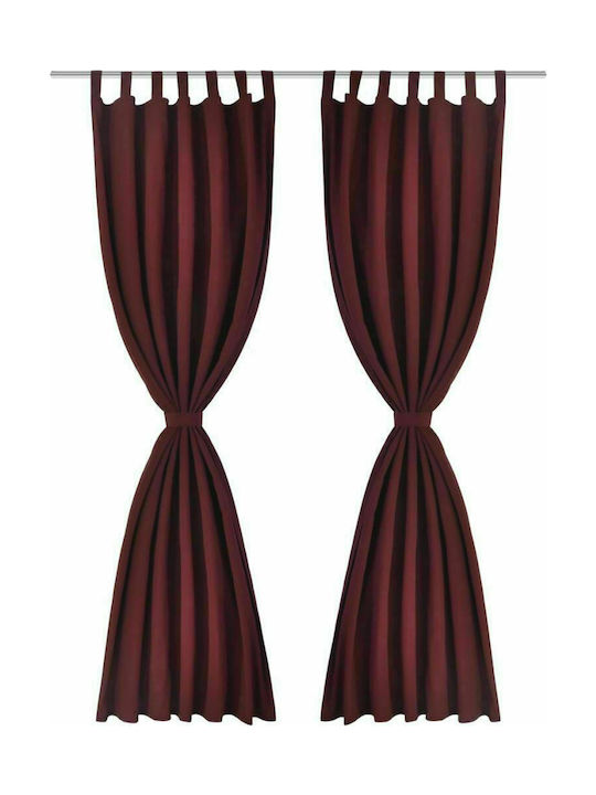 vidaXL Curtain with Tab Top Microsatin Bordeaux 140x175cm