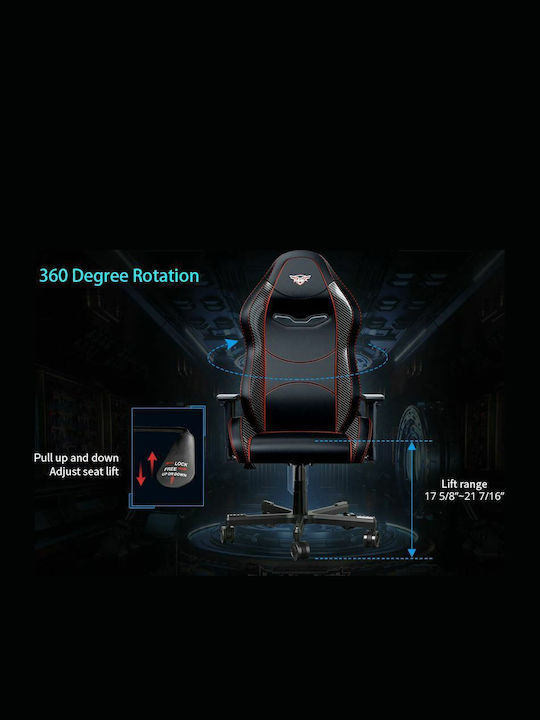 Eureka Ergonomic GC01 Καρέκλα Gaming Δερματίνης με Ρυθμιζόμενα Μπράτσα Μαύρη