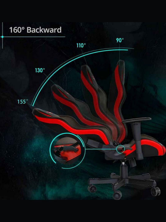 Eureka Ergonomic GC01 Καρέκλα Gaming Δερματίνης με Ρυθμιζόμενα Μπράτσα Μαύρη