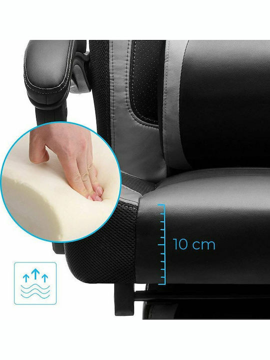 Songmics OBG77BG Artificial Leather Gaming Chair with Footrest Black/Grey
