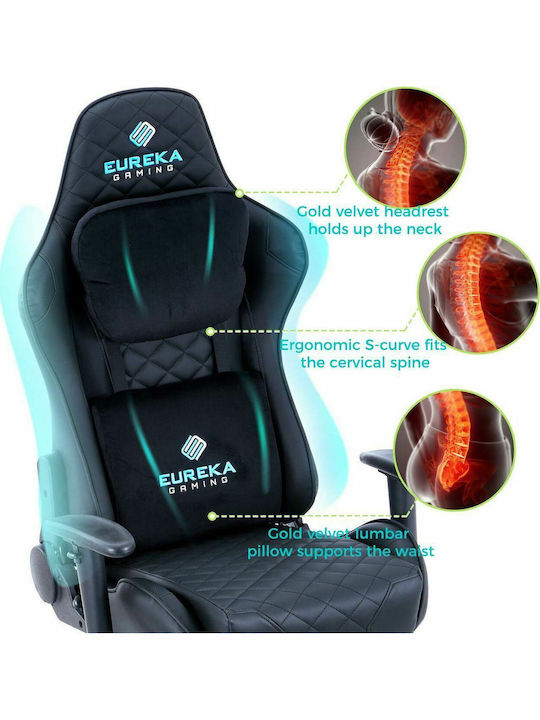 Eureka Ergonomic GX330-B Геймърски стол с регулируеми подлакътници Черен