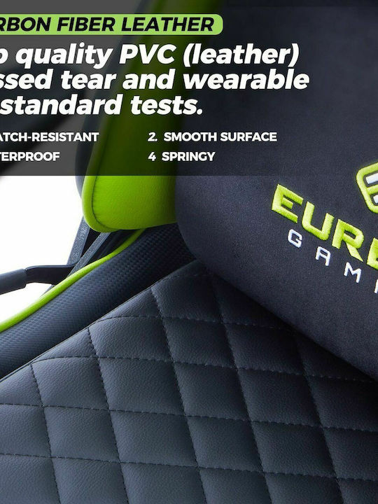 Eureka Ergonomic GX330-B Геймърски стол с регулируеми подлакътници Черен