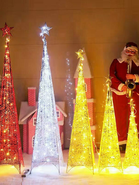 Φωτιζόμενο Χριστουγεννιάτικο Διακοσμητικό Δεντράκι Πυραμίδα 90εκ. Χρυσό