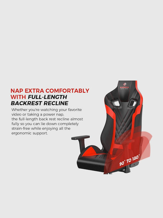 Eureka Ergonomic Onex Gx5 Scaun Gaming Din piele ecologică cu Brațe Reglabile Negru/Roșu