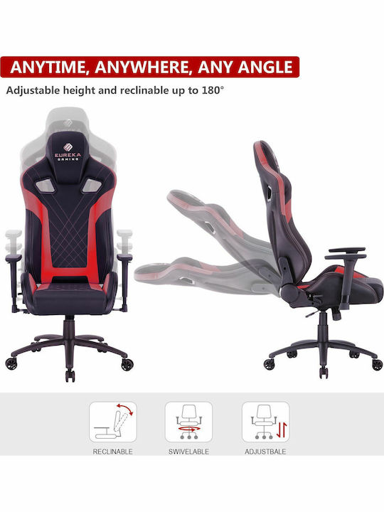 Eureka Ergonomic Onex Gx5 Scaun Gaming Din piele ecologică cu Brațe Reglabile Negru/Roșu