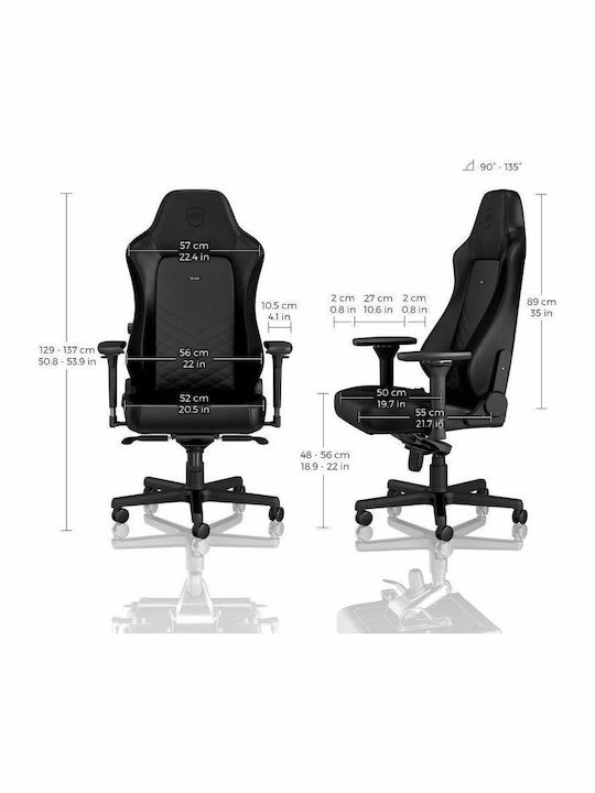 Noblechairs Hero Καρέκλα Gaming Δερματίνης με Ρυθμιζόμενα Μπράτσα Μαύρη