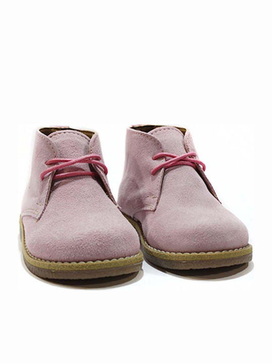 Leather anatomical children's anatomical bootie 105 color pink suede