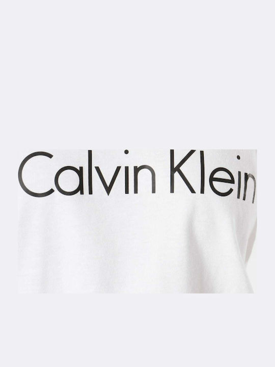 Calvin Klein Χειμερινή Γυναικεία Βαμβακερή Μπλούζα Πιτζάμας Λευκή