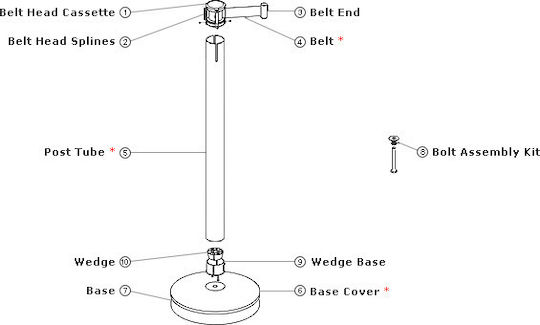 Next Systems Bariere De Siguranță Post Roșu Curea 2mx91cm SR-200