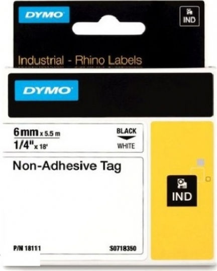 Dymo 18111 Label Maker Tape 5.5m x 6mm in White Colour Compatible with Dymo Rhino/IND