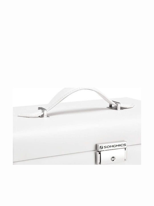 Songmics Metal Jewellery Box with Drawer & Mirror White 26x18x17cm