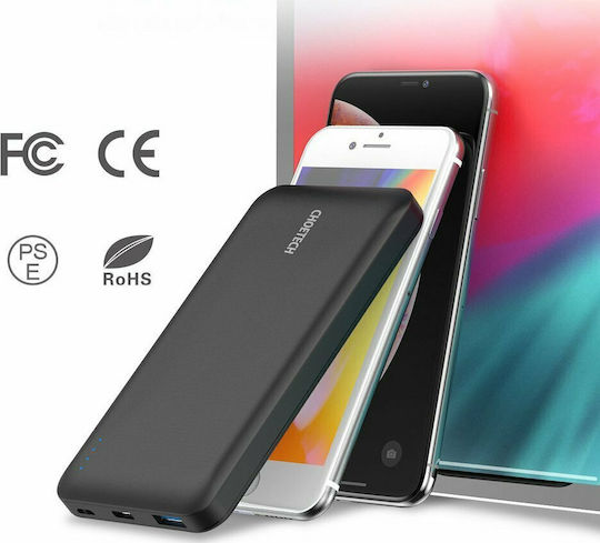 Choetech B627 Power Bank 10000mAh 18W mit USB-A Ausgangsanschluss und USB-C Ausgangsanschluss Schnellladung Schwarz