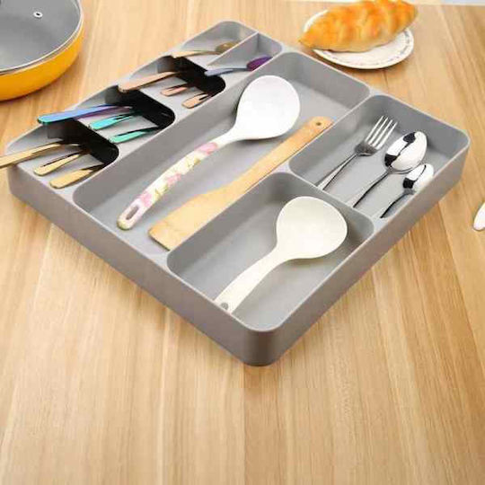 Tăvi Pentru Tacâmuri De Sertar Din Plastic 37x36x5cm Gri