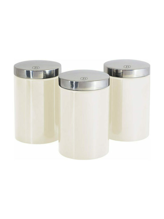 Berlinger Haus Passion Collection Set of 3 Jars for Coffee Sugar Tea with Lid Made of White Stainless Steel 11x11x17.8cm 3 Pieces