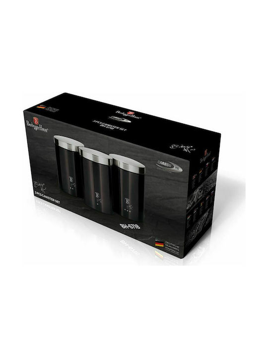 Berlinger Haus Set of 3 Jars for Coffee Sugar Tea with Lid Made of Black Stainless Steel 1400ml 3 Pieces