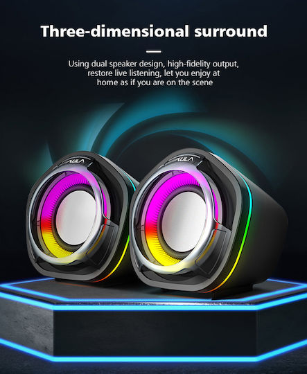 Aula N-107 2.0 Speakers with RGB 3W Black
