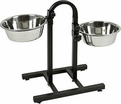 Kerbl Feeding Bar Deluxe Stainless Bowls Dog Food & Water Silver with Base 2x2800ml 82266