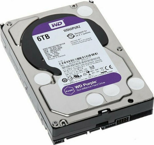 Western Digital Purple 6TB HDD Σκληρός Δίσκος 3.5" SATA III 5400rpm με 256MB Cache για Καταγραφικό WD63PURZ