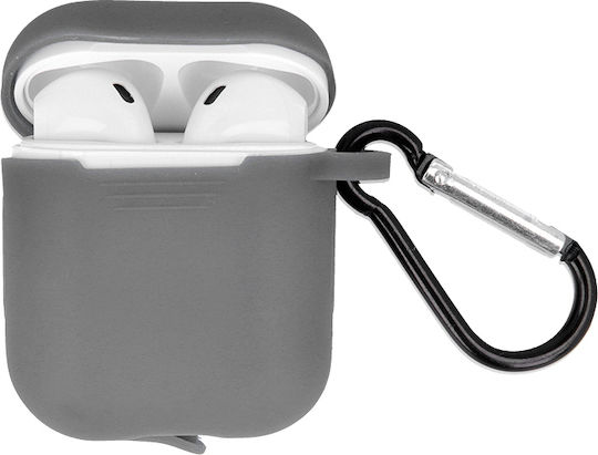 Θήκη Σιλικόνης με Γάντζο Γκρι Ανοιχτό για Apple AirPods