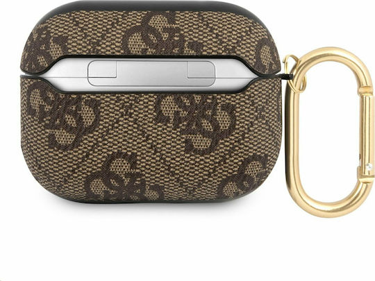 Guess Case Synthetic Leather with Hook in Brown color for Apple AirPods Pro