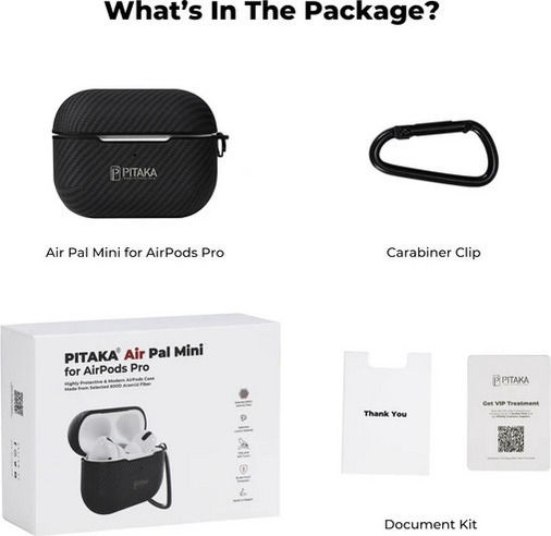 Pitaka AirPal Mini Pro Θήκη Σιλικόνης με Γάντζο σε Μαύρο χρώμα για Apple AirPods Pro
