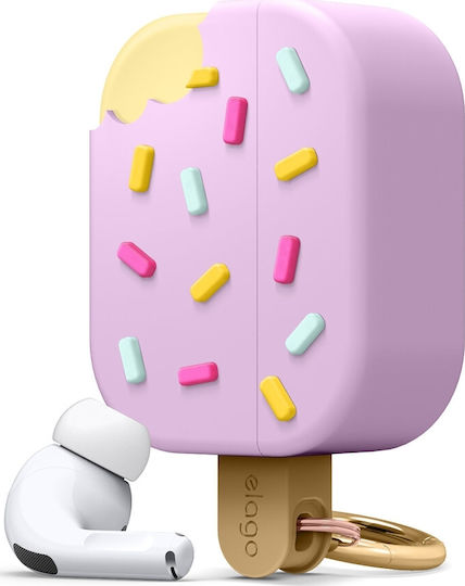 Elago Ice Cream Θήκη Σιλικόνης με Γάντζο σε Μωβ χρώμα για Apple AirPods 1/2