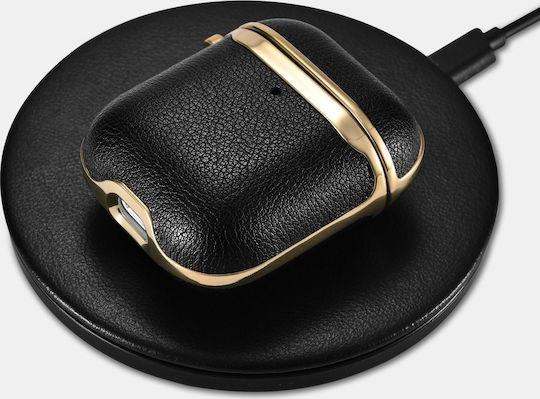 iCarer Θήκη Electroplating PU Leather Μαύρο (Apple AirPods)