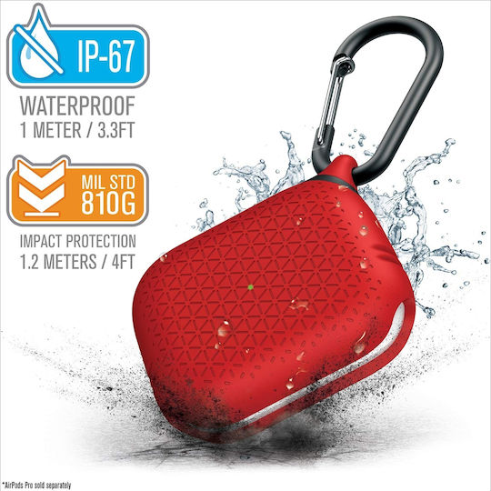 Catalyst Premium Edition Waterproof Silicone Case with Keychain Red for Apple AirPods Pro