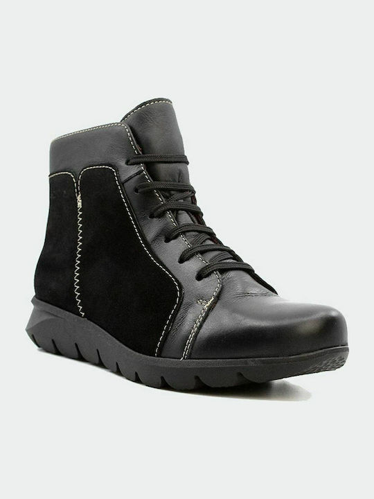 Softies Leather Women's Ankle Boots Platform Black