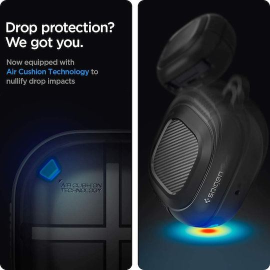Spigen Rugged Armor Silicone Case with Keychain Black for Galaxy Buds 2 Pro / 2 / Live / Pro