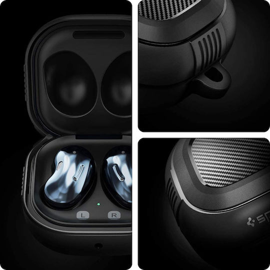 Spigen Rugged Armor Silicone Case with Keychain Black for Galaxy Buds 2 Pro / 2 / Live / Pro
