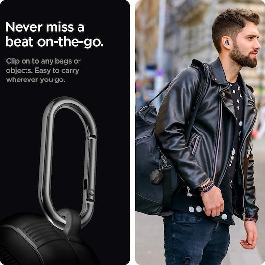 Spigen Rugged Armor Silicone Case with Keychain Black for Galaxy Buds 2 Pro / 2 / Live / Pro
